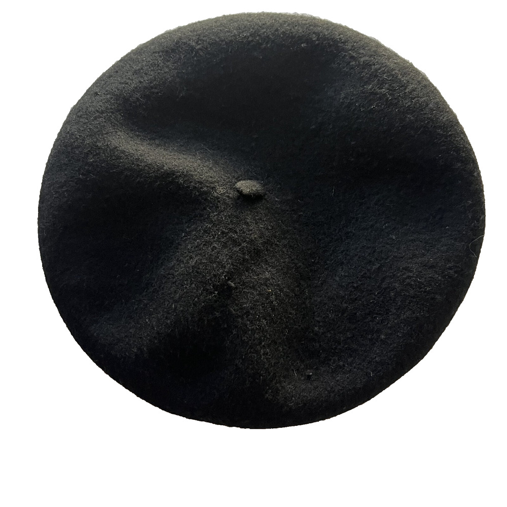 Unbranded Beret Hat Unisex 100% Wool Black One Size